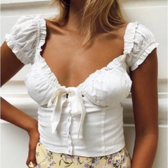 Light Blue Tie-Front Crop Top - Picture 7 of 12